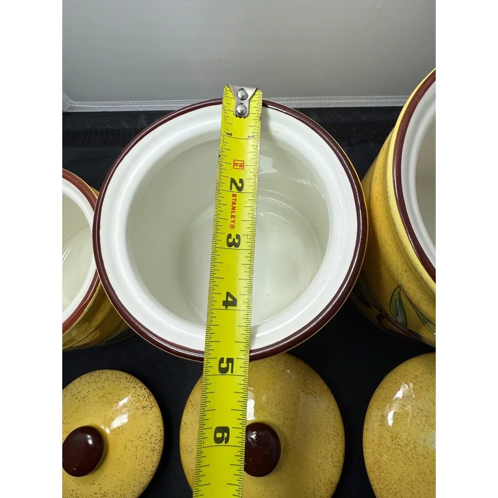 Vintage Italian Style Yellow Cookie Jars‎ Kitchen Storage Canisters Set of 3